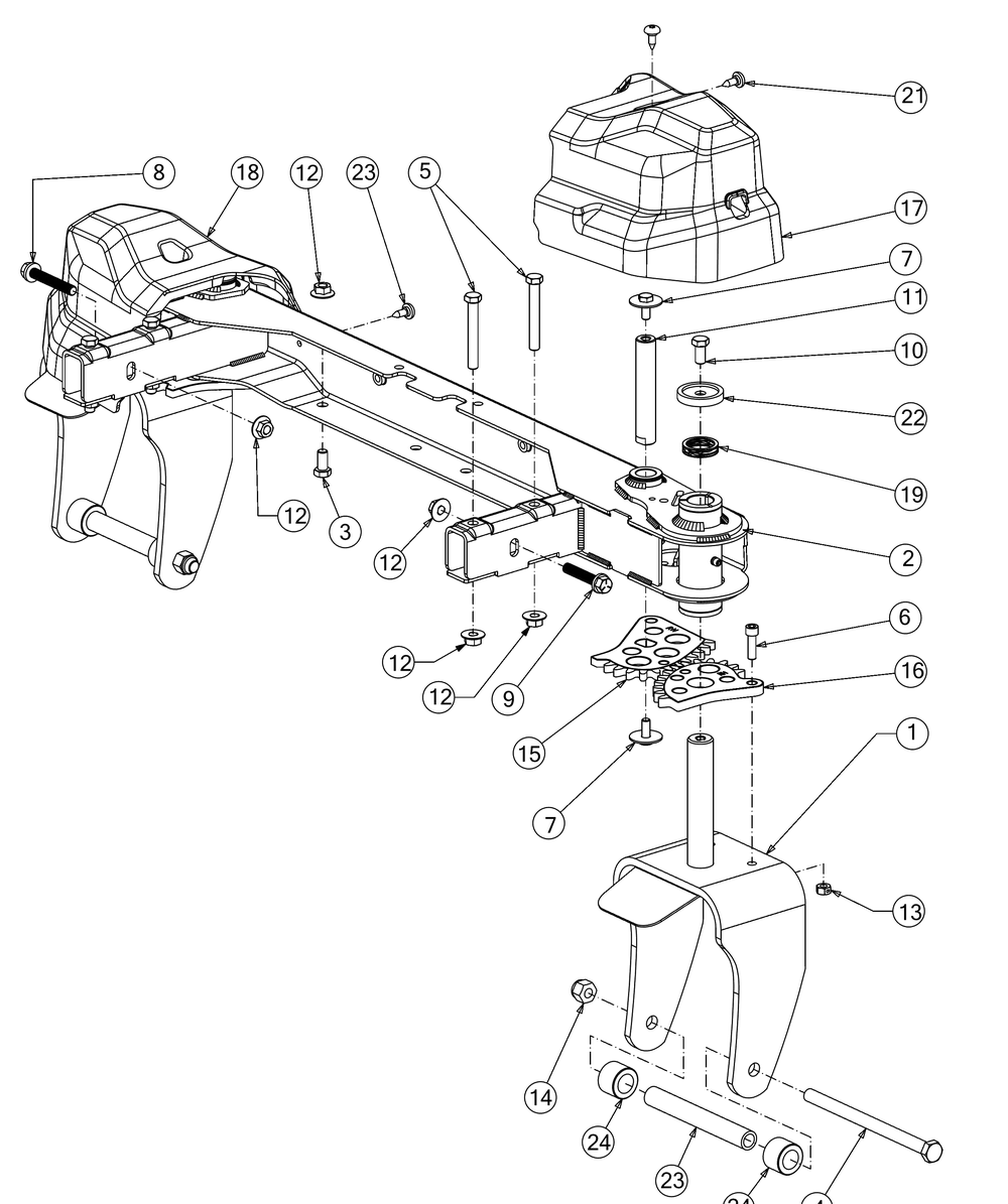 Front Axle Diagram and Parts List for RZT-S50KH (17ARCBDQ056)(2017) Cub Cadet Lawn Tractor